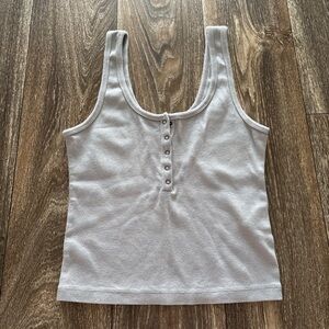 Abercrombie & Fitch Gray Henley Tank Top